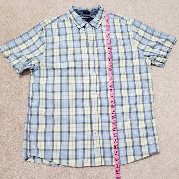 Even Tide Plaid short sleeve button down Shirt 100% Cotton Men's Size Large - Picture 5 of 8